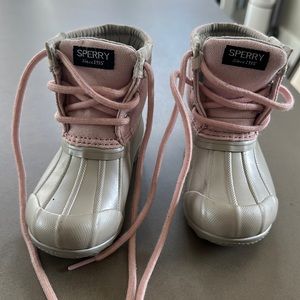 Sperry toddler pink and silver duck boots. Sz 6 toddler. Excellent condition.